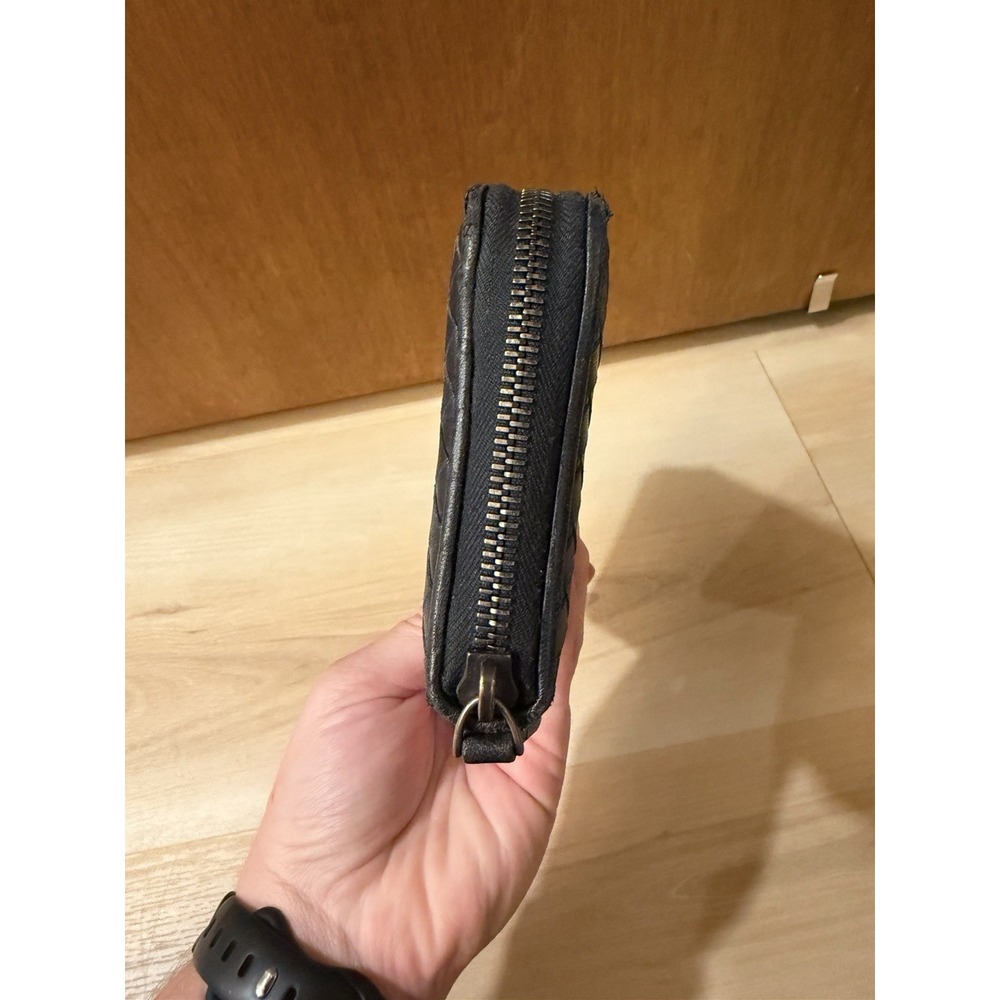 BOTTEGA VENETA Intrecciato Zippy Long Wallet Black Leather Zip Soft Woven - Picture 2 of 11